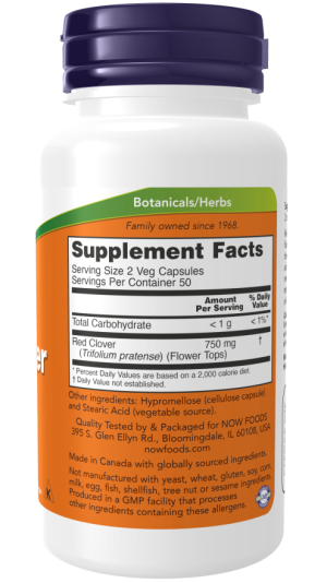 Red Clover 375mg 100 caps - Now Foods