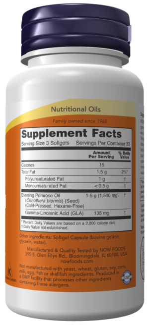 Evening Primrose Oil 500mg 100 μαλακά τζελ - NOW