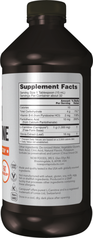 L-Carnitine Liquid 1000mg 473ml - Now